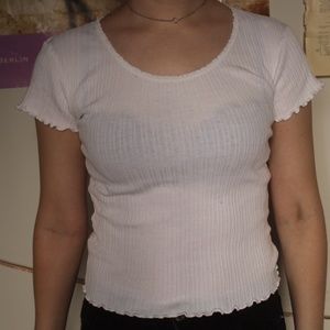 Brandy Melville white lettuce hem top